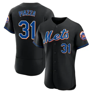 Men's Authentic Black Mike Piazza New York Mets 2022 Alternate Jersey