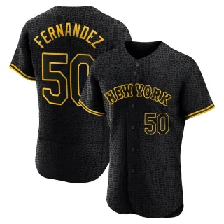 Men's Authentic Black Sid Fernandez New York Mets Snake Skin City Jersey