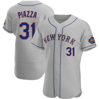 Men's Authentic Gray Mike Piazza New York Mets Road Jersey