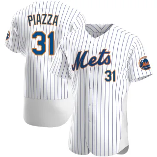 Men's Authentic White Mike Piazza New York Mets Home Jersey