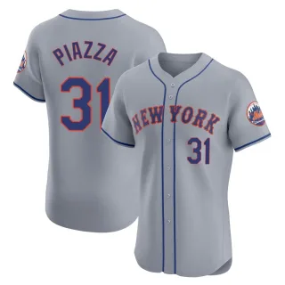 Men's Elite Gray Mike Piazza New York Mets Road Jersey