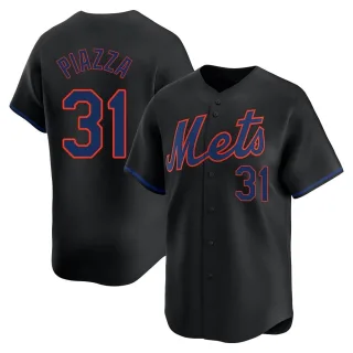 Men's Limited Black Mike Piazza New York Mets Alternate Jersey