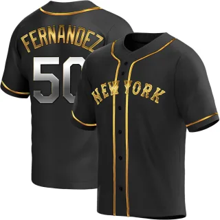 Men's Replica Black Golden Sid Fernandez New York Mets Alternate Jersey