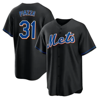 Men's Replica Black Mike Piazza New York Mets 2022 Alternate Jersey