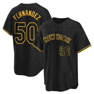 Men's Replica Black Sid Fernandez New York Mets Snake Skin City Jersey