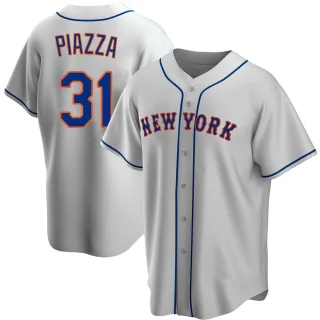 Men's Replica Gray Mike Piazza New York Mets Road Jersey