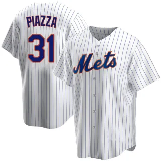 Men's Replica White Mike Piazza New York Mets Home Jersey