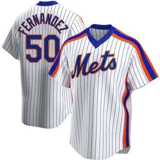 Men's Replica White Sid Fernandez New York Mets Home Cooperstown Collection Jersey