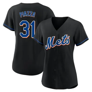 Women's Authentic Black Mike Piazza New York Mets 2022 Alternate Jersey