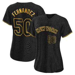 Women's Authentic Black Sid Fernandez New York Mets Snake Skin City Jersey