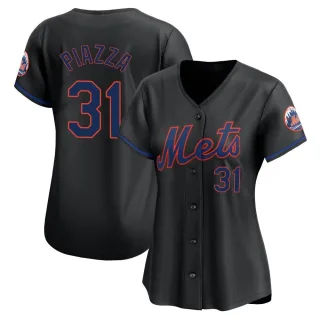 Women's Limited Black Mike Piazza New York Mets Alternate Jersey