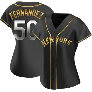 Women's Replica Black Golden Sid Fernandez New York Mets Alternate Jersey