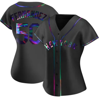 Women's Replica Black Holographic Sid Fernandez New York Mets Alternate Jersey